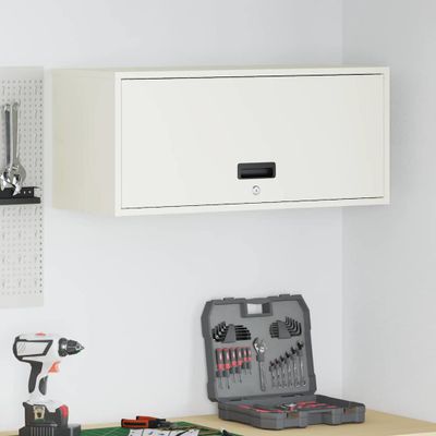 vidaXL Nástenná skriňa do garáže Biela 80 x 33 x 35 cm Práškovaná oceľ