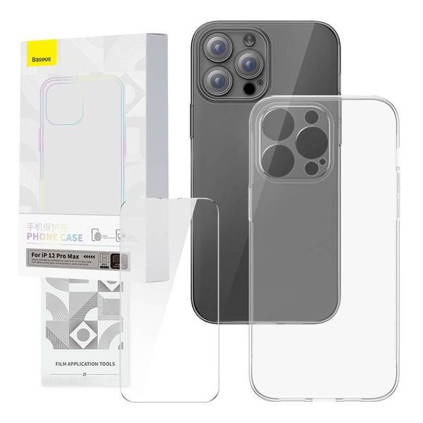 Priehľadný obal a sada tvrdeného skla Baseus Corning pre iPhone 12 Pro Max