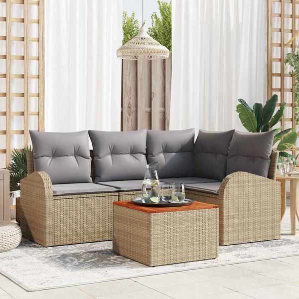 vidaXL Súprava záhradných pohoviek 5 pcs Beige a svetlo šedá polyratan