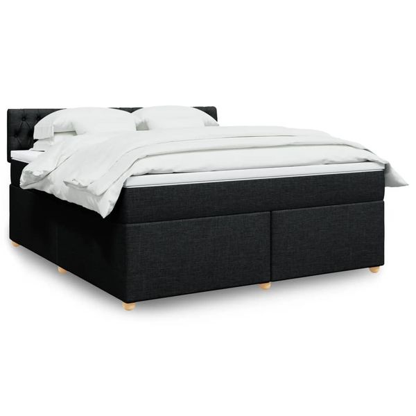 vidaXL Posteľný rám boxspring s matracom čierny 180x200 cm látka
