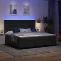 vidaXL LED box s pružinami s čelnou doskou Čierny 200 x 200 cm Zamat