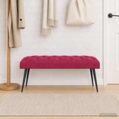 vidaXL Lavica s gombíkovým prešívaním Víno červené 110 x 40 x 46 cm