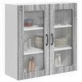vidaXL Nástenný sklenený kabinet LUCCA Sivá sonoma 80 x 31 x 80 cm