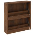 vidaXL Botník so zrkadlom 2-poschodový hnedý dub 63x17x67 cm