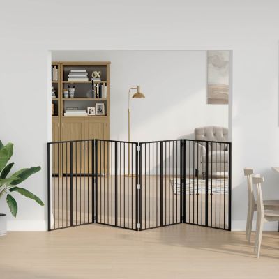 vidaXL Psia brána 4 pcs Čierny 80 x 100 cm Pozinkovaná oceľ