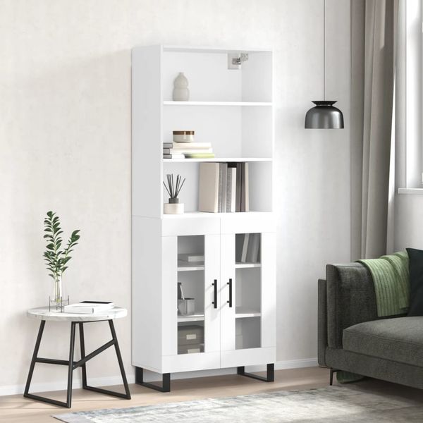 vidaXL Vysoká skrinka lesklá biela 69,5x34x180 cm spracované drevo