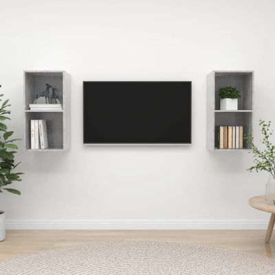 vidaXL Nástenné TV skrinky 2 ks, betónovo sivé, kompozitné drevo