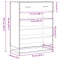 vidaXL Skrinka na topánky, čierna 75x38x97,5cm, kompozitné drevo a kov