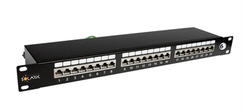 Patch panel Solarix 24 x RJ45 CAT6 STP čierny 1U SX24-6-STP-BK Patch panel Solarix 24 x RJ45 CAT6 STP černý 1U SX24-6-STP-BK