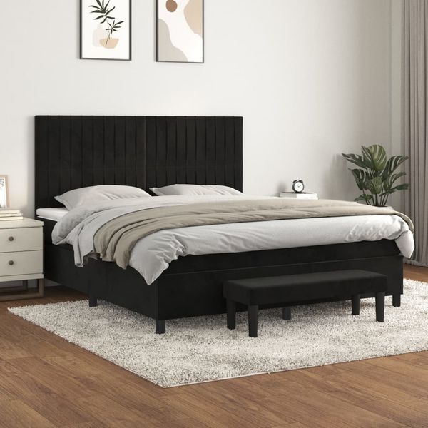 vidaXL Posteľný rám boxspring s matracom čierny 180x200 cm zamat