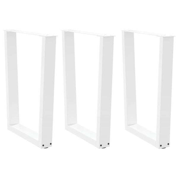 vidaXL Nohy k jedálenskému stolu v tvare V, 3 ks, biele, 70 x (72-73,3) cm, oceľové