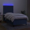vidaXL Posteľ boxsping s matracom a LED modrá 100x200 cm látka