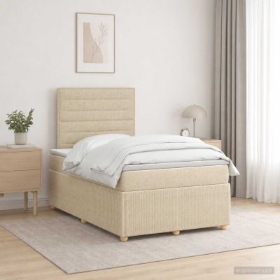 vidaXL LED boxspring posteľ s matracom Krémová 120 x 190 cm Látka