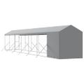 vidaXL Vonkajší koterec pre psov so strechou striebor. 2x14x2,5m oceľ