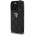 Guess Hardcase PU Grained Hot Stamp 4G Triangle Metal Case pre iPhone 16 Pro 6,3" čierna