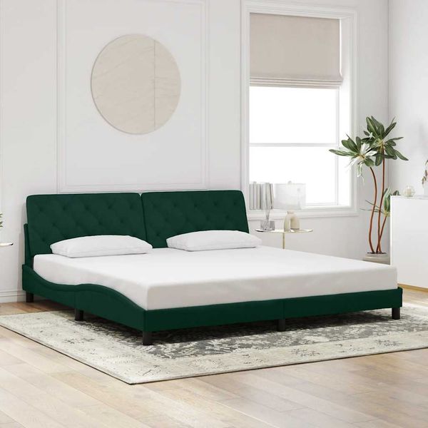 vidaXL Rám postele bez matraca tmavozelený 200x200 cm zamat