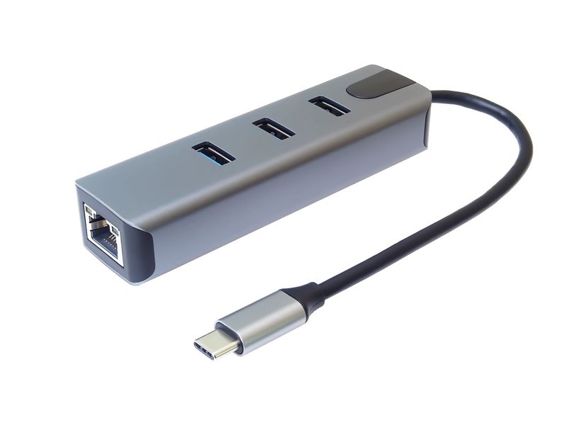 Adaptér USB-C na 10/100/1000Mbps + 3xUSB3.2