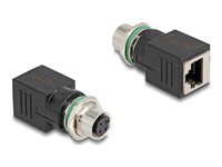 M12 adaptér D-kódovaný 4-pinový samica na RJ45
