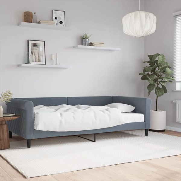 vidaXL Denná posteľ s matracom tmavosivá 100x200 cm zamat