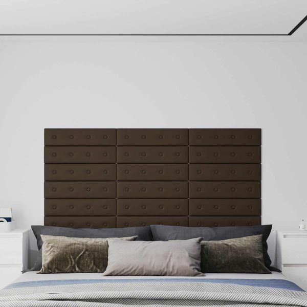 vidaXL Nástenný čelník 12 pcs Hnedá 60 x 15 cm Umelá koža