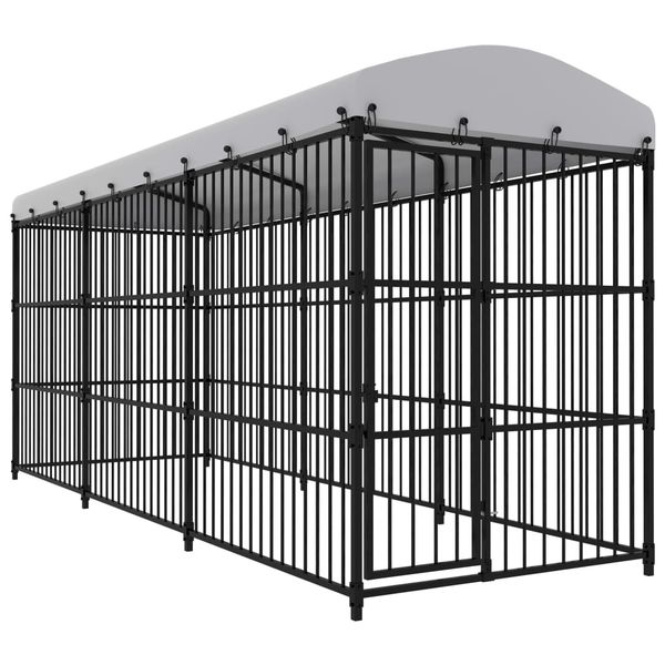 vidaXL Vonkajšia voliéra pre psov so strechou 450x150x210 cm