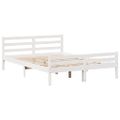 vidaXL Posteľný rám s čelom biely 135x190 cm borovicový masív