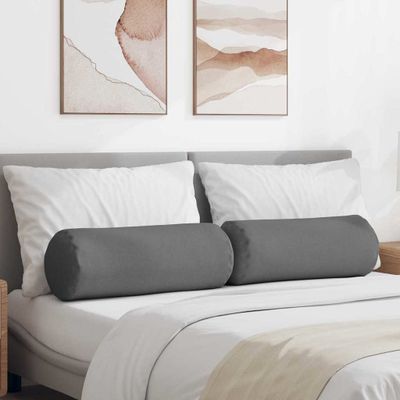vidaXL Podložkové vankúše 2 pcs Tmavo šedá Ø 25 x 70 cm látka