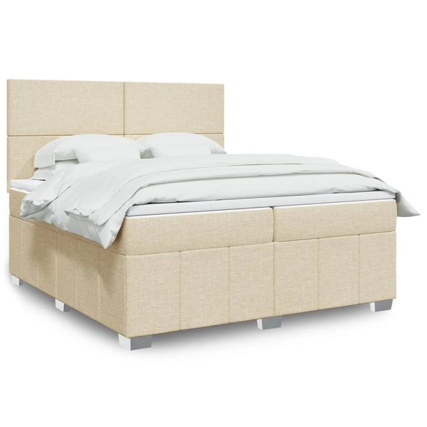 vidaXL Boxspring posteľ s matracom krémová 200x200 cm látka
