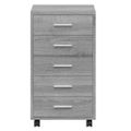 vidaXL Zásuvková skrinka s kolieskami sivý dub sonoma spracované drevo