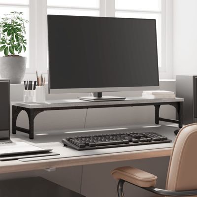 vidaXL Stojan na monitor sivý sonoma 85x23x15,5 cm kompozitné drevo