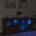 vidaXL Komoda s LED svetlami hnedý dub 164x37x67 cm