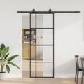 vidaXL Posuvné dvere s kovaním čierne 76x205 cm ESG sklo