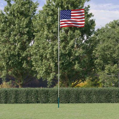 vidaXL Vlajka USA a tyč 6,08 m hliník