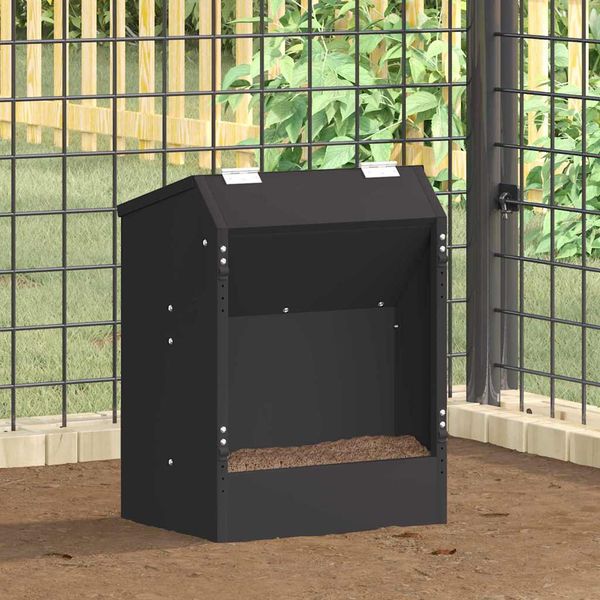 vidaXL Kŕmidlo pre králiky Čierna 64.5 x 25.5 x 45.5 cm