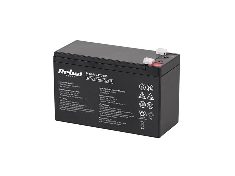Batéria olovená 12V/7.5Ah REBEL BAT0403