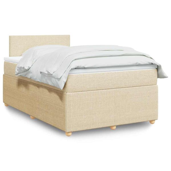 vidaXL Boxspring posteľ s matracom krémový 120x200 cm látka