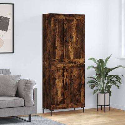 vidaXL Vysoká skrinka dymový dub 69,5x34x180 cm spracované drevo