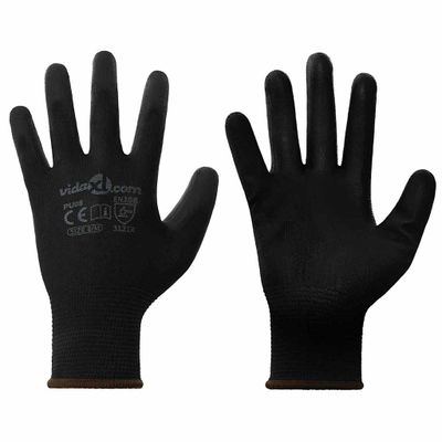 vidaXL Pracovné rukavice 12 pcs Čierna 8 / m Polyester