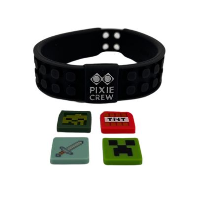 PIXIE CREW & MINECRAFT Nastaviteľný náramok čierna 4 multipixely