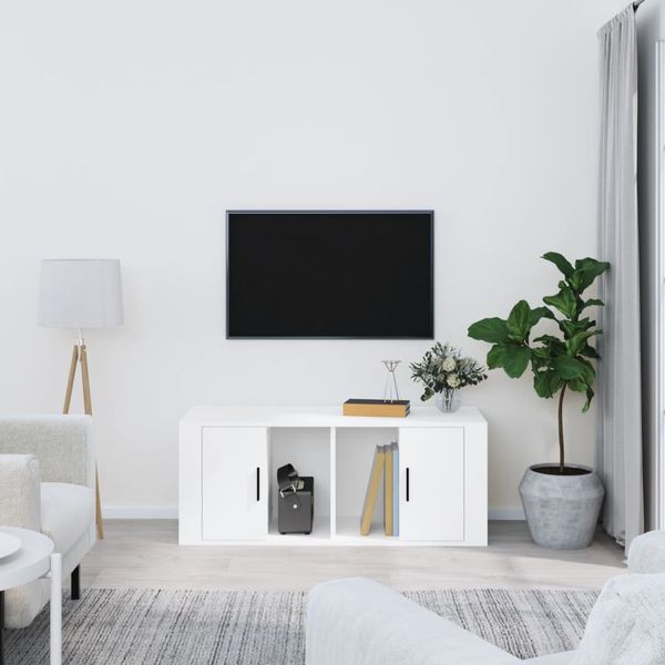 vidaXL TV skrinka biela 100x35x40 cm spracované drevo