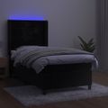 vidaXL Posteľ boxsping s matracom a LED čierna 90x200 cm zamat