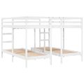vidaXL Trojitá poschodová posteľ, biela 200x200/80x200 cm, borovica