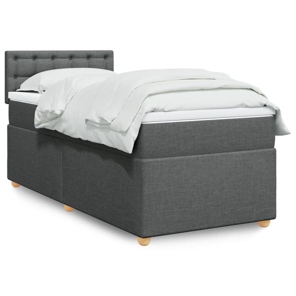 vidaXL Boxspring posteľ s matracom tmavosivá 100x200 cm látka