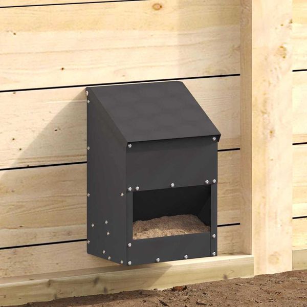 vidaXL Kŕmidlo pre kurčatá Čierna 21 x 16 x 33 cm Studenokoľajná oceľ