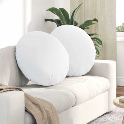 vidaXL Vankúše na sedenie 2 pcs Biela Ø60 x 21 cm látka
