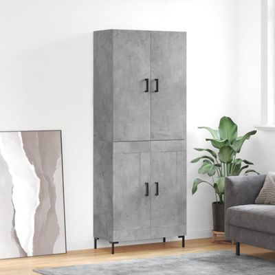 vidaXL Vysoká skrinka betónová sivá 69,5x34x180 cm spracované drevo