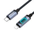 BWOO X324CL opletený nabíjací kábel so svetelným displejom PD 27W USB-C - Lightning