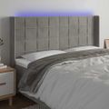 vidaXL Čelo postele s LED bledosivé 183x16x118/128 cm zamat