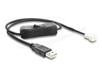Delock - Napájací kábel ventilátora - USB (samec) na 3-pinový konektor ventilátora (samec) - 5 V - 50 cm - spínač zap./vyp.