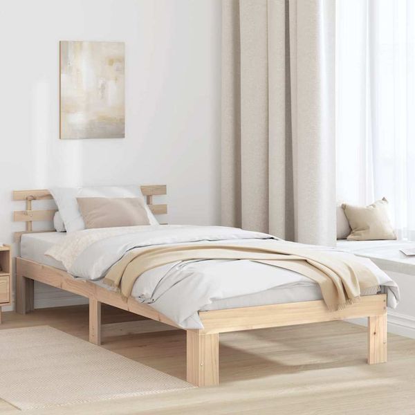 vidaXL Rám postele Prírodná 90 x 200 cm Masívne borovicové drevo